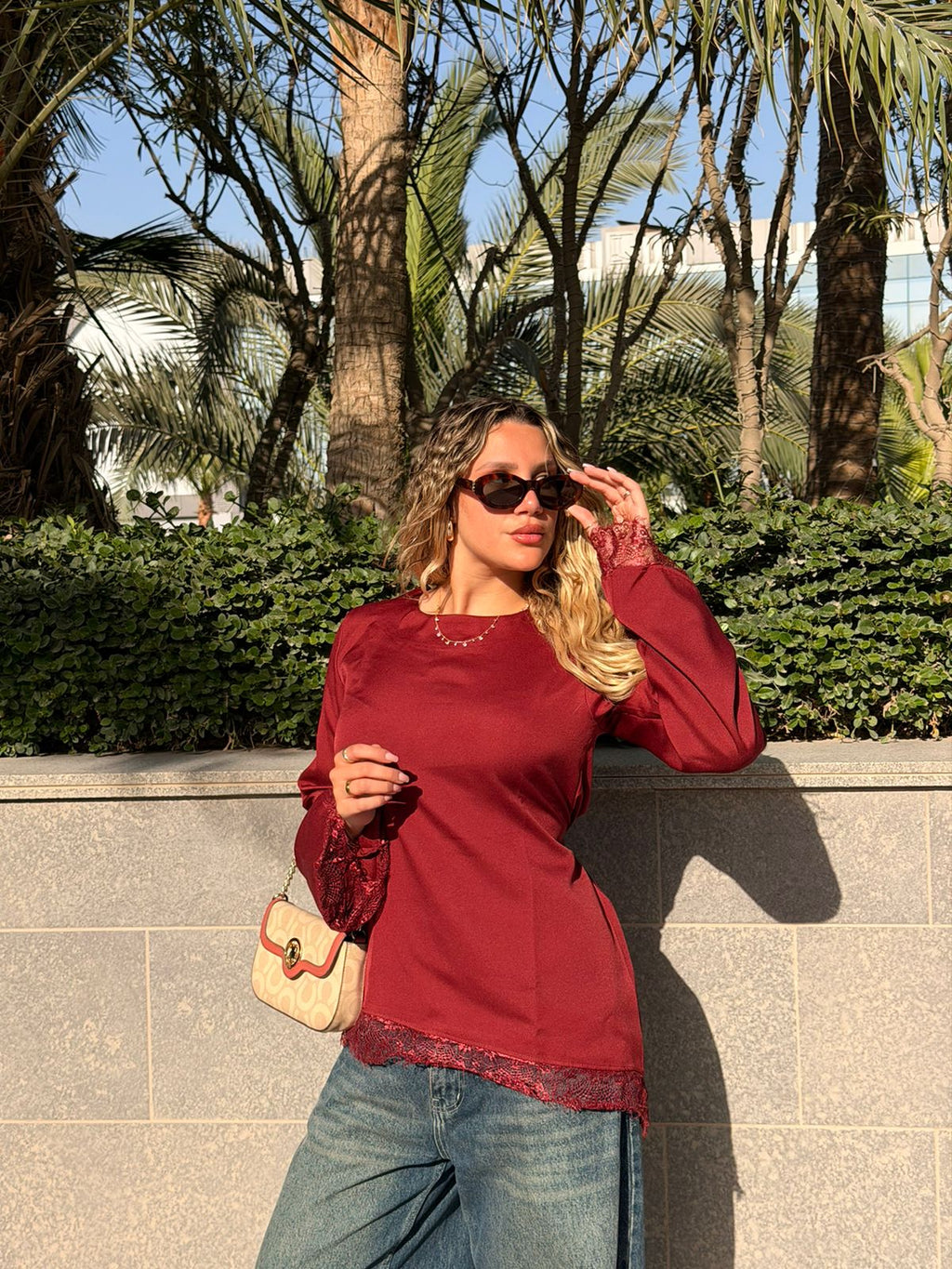 LACE TOP - BURGUNDY