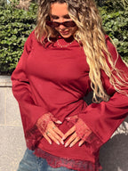 LACE TOP - BURGUNDY
