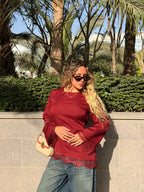LACE TOP - BURGUNDY