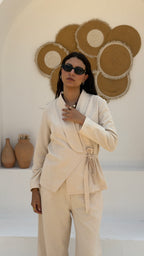 Nova Linen Wrap Blazer