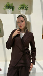 Nova Linen Wrap Blazer